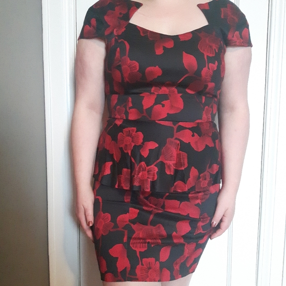 Black and Red Floral Dress - Picture 2 of 8